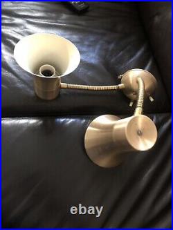 Mid century double gooseneck gold wall lamp vintage retro