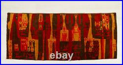 Mid century living room wall decor with abstract pattern, 60s red wall hanging