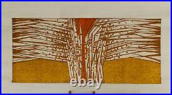 Mid century modern abstract tapestry, Large 60s wall hanging Rising Phoenix