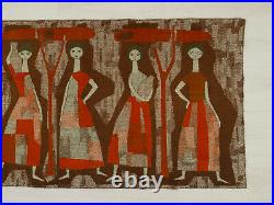 Mid century modern hosewives wall art, Large abstract tapestry from 60s, 29x67