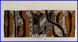 Mid century modern rya rug, Abstract bedside rug from 60s brown, white