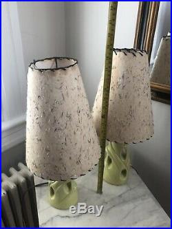 Mid century modern table lamp pair, Green