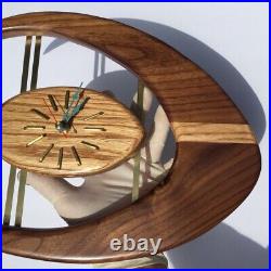 Mid century modern wall clock boomerang style hand made