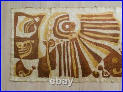 Mid century modern wall hanging, 60s tapestry with abstract pattern