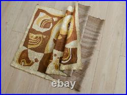 Mid century modern wall hanging, 60s tapestry with abstract pattern