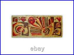 Mid century modern wall hanging with green abstract pattern