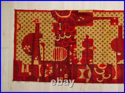 Mid century red abstract art, Large wall hanging tapestry from 60s
