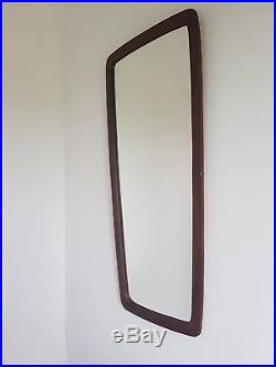 Mid century teak Danish wall hung mirror wider at the top retro vintage 60s home