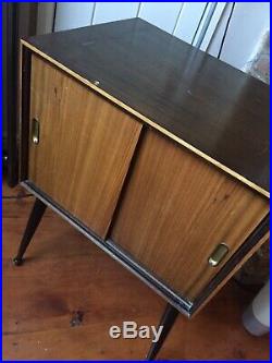 Mid century teak record lp storage media unit retro vintage Record Cabinet