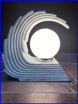 MidCentury Art Deco Table Lamp Wave Shell Retro Vintage Lighting Decor Blue MCM