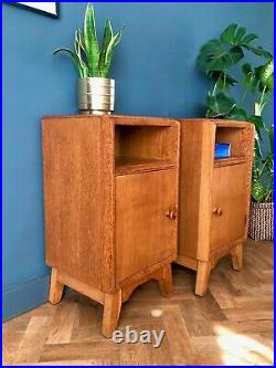 Midcentury Light oak bedside cabinets Retro Vintage AUSTINSUITE UK del