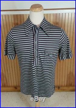 Mint Vtg NOS Deadstock Surf Stripe Retro Mod Atomic Polo Shirt L Mid Century Men