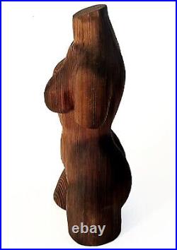 Modernist Abstract Carved Redwood Female Torso 15 Figure Sculpture Statue Wood