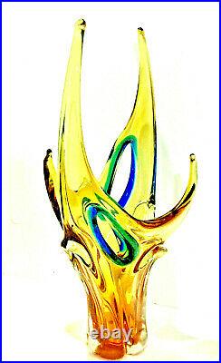 Monumental EDAG Chalet Lorraine 19 Canadian Stretched Amber Art Glass Vase