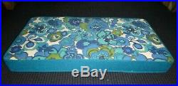 NOS Vtg Mid Century Flower Power Furniture Couch Cushion Turquoise Blue Green