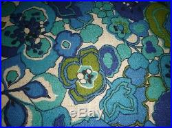 NOS Vtg Mid Century Flower Power Furniture Couch Cushion Turquoise Blue Green