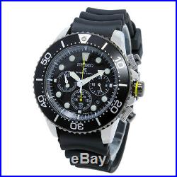 New SEIKO solar chronograph divers watch SSC021P1 Black Dial Rubber with tag box