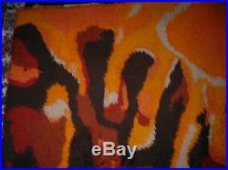 New Year Sale! Vintage 1960's Hand Woven Danish Rya Rug, 4x5. Sun Motif