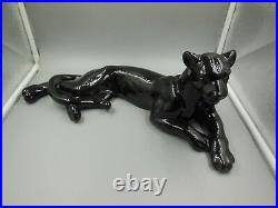 Nice MID Century Modern MCM Ceramic 18 Black Panther Laying Down / Reclining