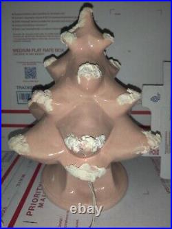 OOAK Rare 1951 Mold PINK JAMAR Mallory Lighted Ceramic Nativity Tree 1995 12