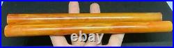 Old Amber Bakelite Rare 2 Rods Vein Marble Prayer Bead Simchrom test 17.5mm 158g