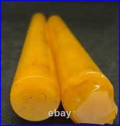 Old Amber Bakelite Rare 2 Rods Vein Marbled Butterscotch Prayer Bead 19.5mm 198g