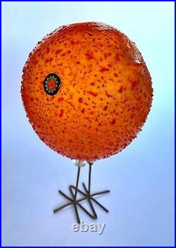 Orange Pulcino Vistosi Alessandro Pianon Murano Glass Bird Cooper Legs