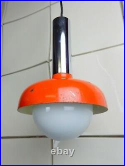 Orange enamel opaline glass pendant lights retro mid century vintage industrial