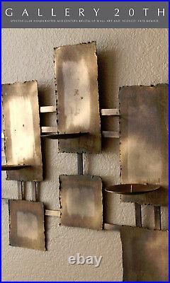 Orig. Brutalist Abstract Metal Wall Art! Candle Holders! MID Century Modern Vtg