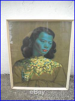 Original 1960's Tretchikoff Chinese green lady Print framed Vintage Picture