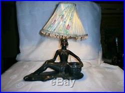 Original Vintage Black Lady lamp, Chalkware, African woman, retro, 1950's Kitsch