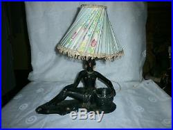 Original Vintage Black Lady lamp, Chalkware, African woman, retro, 1950's Kitsch