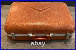 Original Vintage MID Century Orange Terracotta Fiberglass Suitcase Eames Era Htf