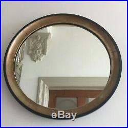Original Vintage Round Black Wall Mirror Ebonised Mid Century 46cm m197