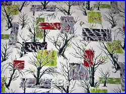PAIR Abstract 40s Mid Century TREES VTG Barkcloth Drape Curtain Fabric MCM Retro