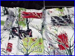 PAIR Abstract 40s Mid Century TREES VTG Barkcloth Drape Curtain Fabric MCM Retro