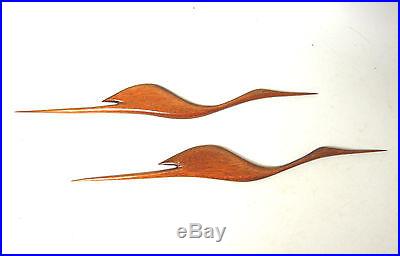 PAIR VINTAGE FLYING TEAK BIRDS MID CENTURY MODERN EAMES DANISH RETRO 50s 60s 70s