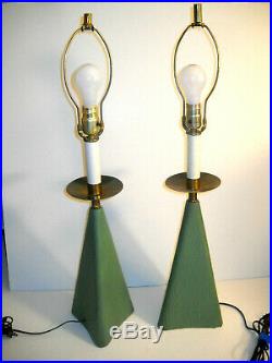 Pair 1950's Vintage Mid Century Modern Atomic Sputnik Ceramic Table Lamp Retro