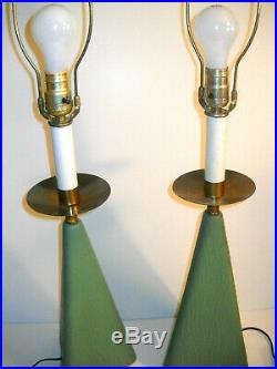 Pair 1950's Vintage Mid Century Modern Atomic Sputnik Ceramic Table Lamp Retro