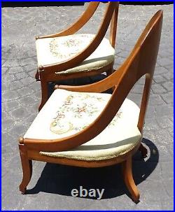 Pair Of Mid Century Michael Taylor Spoon Back Slipper Chairs Teak Wood Chairs