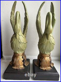 Pair Of Mid Century Swan Bookends/Statues