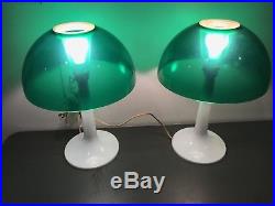 Pair Vintage 70s Retro Mid-Century Modern Gilbert Softlite Mushroom Table Lamp