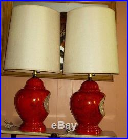 Pair Vintage Retro MID Century Table Lamps & Shades