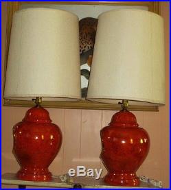 Pair Vintage Retro MID Century Table Lamps & Shades