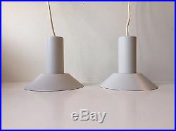Pair White 1970s Pendant Lamps danish modern Minimalist AJ PH Fog Morup Lyfa era