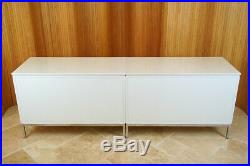 Pair White Marble Knoll Credenza 95 Sideboard Cabinets, Vintage Mid Century Mod