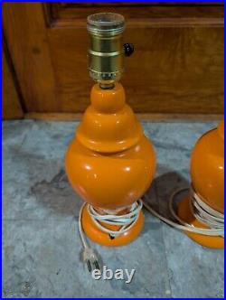 Pair of Burnt Orange Mid Century Modern Lamp 12 Tested