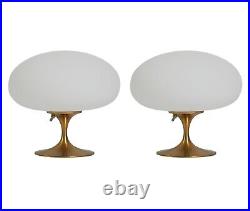 Pair of Mid Century Modern Design Mushroom Lamps in Brass / Gold Danish Modern