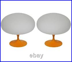 Pair of Mid Century Modern Design Mushroom Lamps in Orange Retro Post Modern