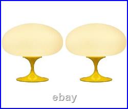 Pair of Mid Century Modern Design Mushroom Lamps in Yellow & White Kartell MCM